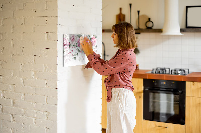 Pizarra magnética de pared con rotulador Panel floral para fotos y notas