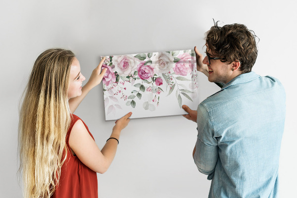 Pizarra magnética de pared con rotulador Panel floral para fotos y notas