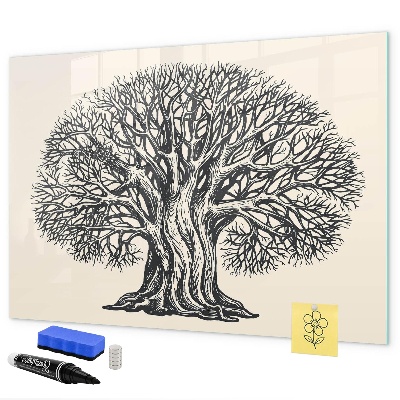 Pizarra borrable de cristal con imanes Un árbol de los recuerdos con un espacio para fotos.