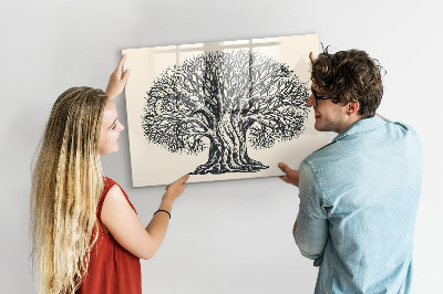 Pizarra borrable de cristal con imanes Un árbol de los recuerdos con un espacio para fotos.