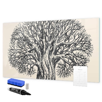 Pizarra borrable de cristal con imanes Un árbol de los recuerdos con un espacio para fotos.