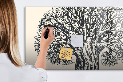 Pizarra borrable de cristal con imanes Un árbol de los recuerdos con un espacio para fotos.