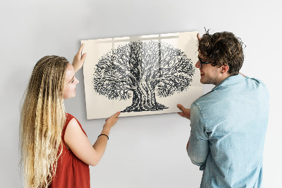 Pizarra borrable de cristal con imanes Un árbol de los recuerdos con un espacio para fotos.