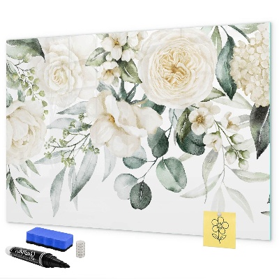 Pizarra magnética de pared con rotulador Motivo floral con espacio para fotos