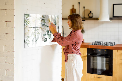 Pizarra magnética de pared con rotulador Motivo floral con espacio para fotos