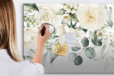 Pizarra magnética de pared con rotulador Motivo floral con espacio para fotos