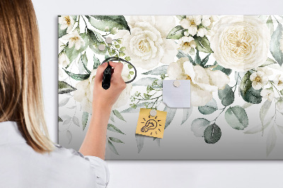 Pizarra magnética de pared con rotulador Motivo floral con espacio para fotos