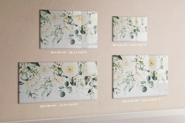 Pizarra magnética de pared con rotulador Motivo floral con espacio para fotos