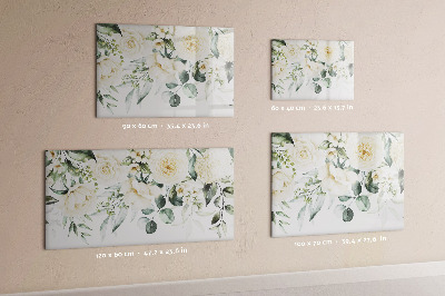 Pizarra magnética de pared con rotulador Motivo floral con espacio para fotos