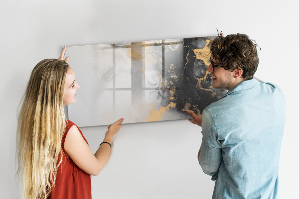 Pizarra borrable de cristal con imanes Un elegante tablero para notas y fotos.