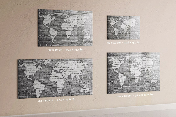 Pizarra borrable de cristal con imanes Mapa del mundo con ubicaciones de fotos