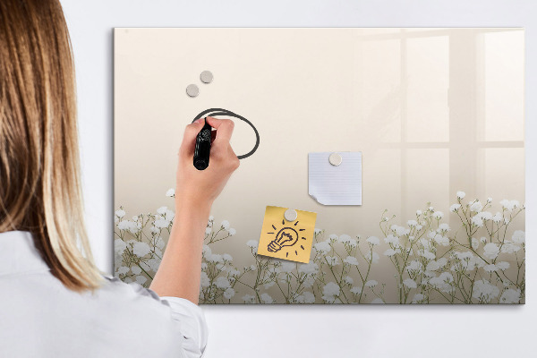 Pizarra borrable de cristal con imanes Un elegante tablero para notas y fotos.