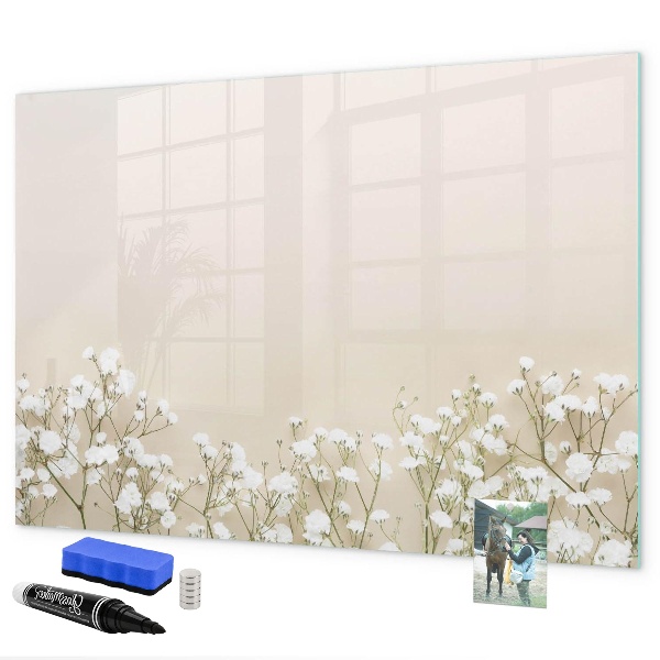 Pizarra borrable de cristal con imanes Un elegante tablero para notas y fotos.