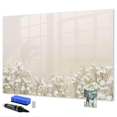 Pizarra borrable de cristal con imanes Un elegante tablero para notas y fotos.