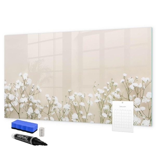 Pizarra borrable de cristal con imanes Un elegante tablero para notas y fotos.