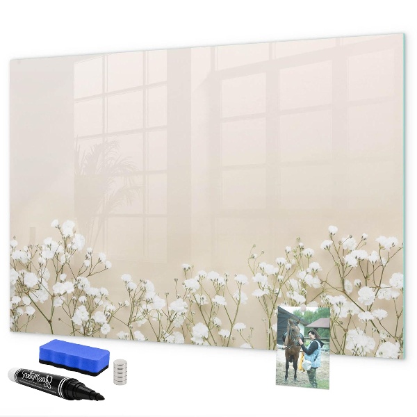 Pizarra borrable de cristal con imanes Un elegante tablero para notas y fotos.