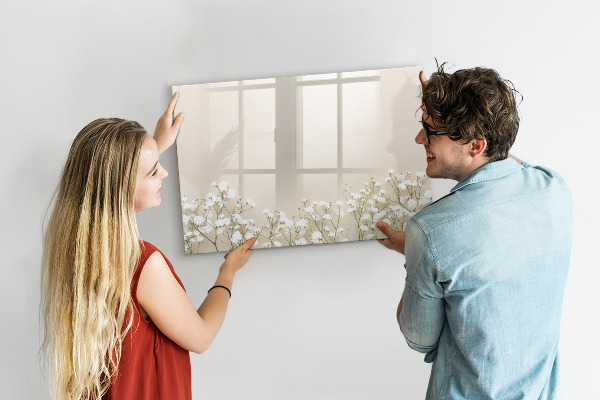 Pizarra borrable de cristal con imanes Un elegante tablero para notas y fotos.