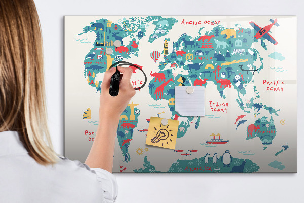 Pizarra magnética de pared con rotulador Mapa interactivo del mundo con imanes