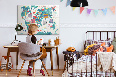 Pizarra magnética de pared con rotulador Mapa interactivo del mundo con imanes