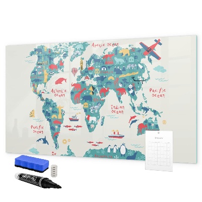 Pizarra magnética de pared con rotulador Mapa interactivo del mundo con imanes