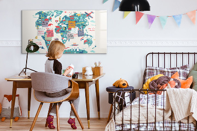 Pizarra magnética de pared con rotulador Mapa interactivo del mundo con imanes