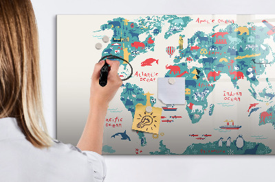 Pizarra magnética de pared con rotulador Mapa interactivo del mundo con imanes