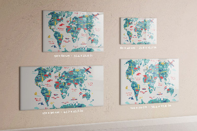 Pizarra magnética de pared con rotulador Mapa interactivo del mundo con imanes