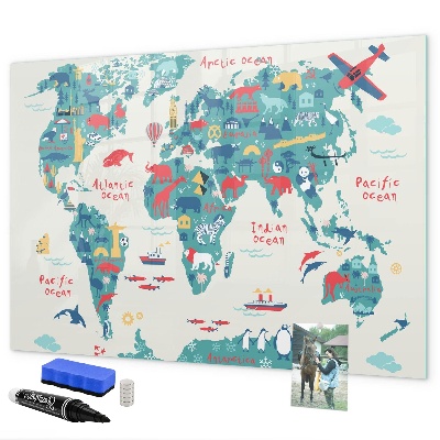 Pizarra magnética de pared con rotulador Mapa interactivo del mundo con imanes