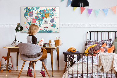Pizarra magnética de pared con rotulador Mapa interactivo del mundo con imanes