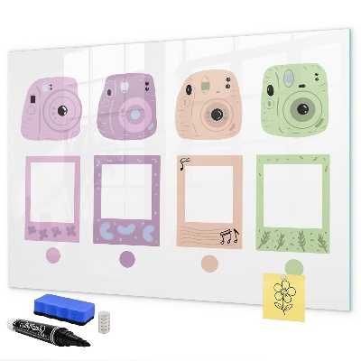 Pizarra borrable de cristal con imanes Tablero creativo para fotos y notas