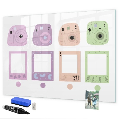 Pizarra borrable de cristal con imanes Tablero creativo para fotos y notas