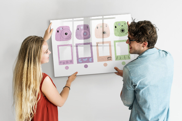 Pizarra borrable de cristal con imanes Tablero creativo para fotos y notas