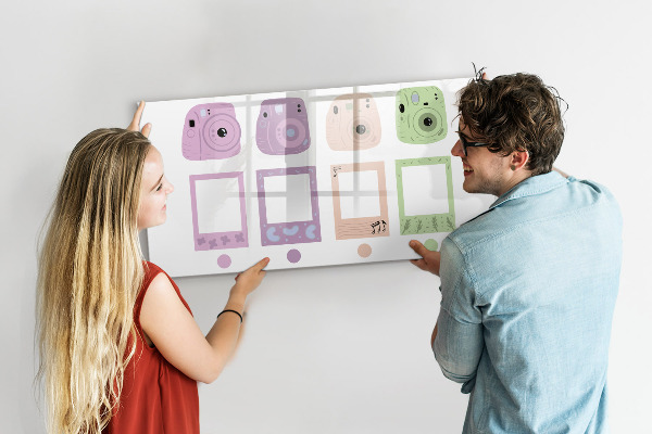 Pizarra borrable de cristal con imanes Tablero creativo para fotos y notas