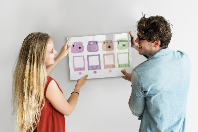 Pizarra borrable de cristal con imanes Tablero creativo para fotos y notas