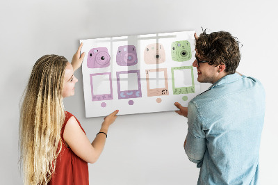 Pizarra borrable de cristal con imanes Tablero creativo para fotos y notas