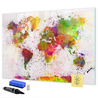 Pizarra magnética de pared con rotulador Mapa colorido con puntos para tomar fotos