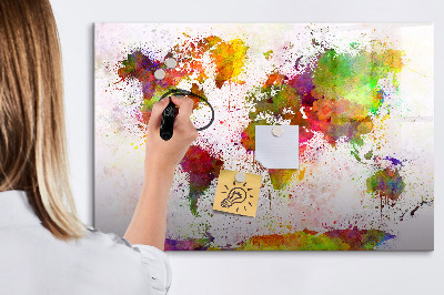 Pizarra magnética de pared con rotulador Mapa colorido con puntos para tomar fotos