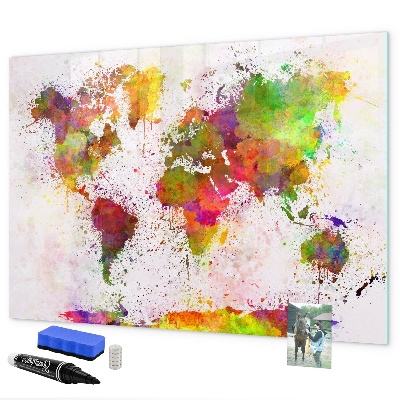 Pizarra magnética de pared con rotulador Mapa colorido con puntos para tomar fotos