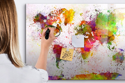 Pizarra magnética de pared con rotulador Mapa colorido con puntos para tomar fotos