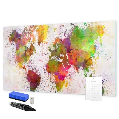 Pizarra magnética de pared con rotulador Mapa colorido con puntos para tomar fotos
