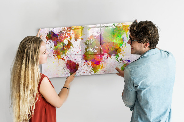 Pizarra magnética de pared con rotulador Mapa colorido con puntos para tomar fotos