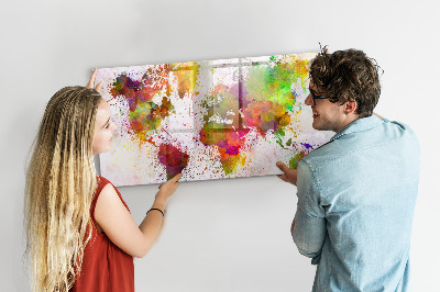 Pizarra magnética de pared con rotulador Mapa colorido con puntos para tomar fotos