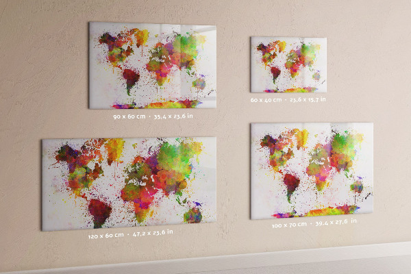 Pizarra magnética de pared con rotulador Mapa colorido con puntos para tomar fotos