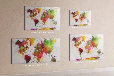 Pizarra magnética de pared con rotulador Mapa colorido con puntos para tomar fotos