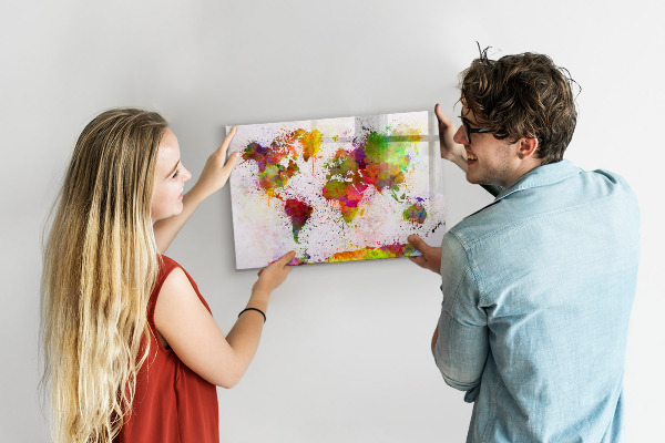 Pizarra magnética de pared con rotulador Mapa colorido con puntos para tomar fotos