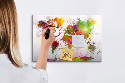 Pizarra magnética de pared con rotulador Mapa colorido con puntos para tomar fotos