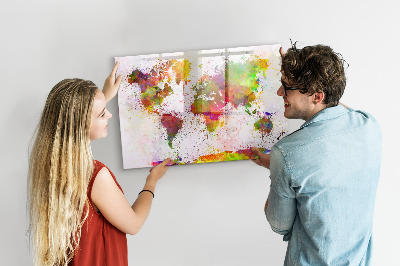 Pizarra magnética de pared con rotulador Mapa colorido con puntos para tomar fotos