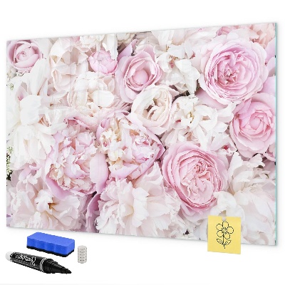 Pizarra borrable de cristal con imanes Tablero floral para notas y fotos