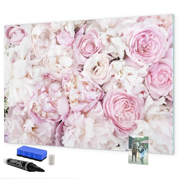 Pizarra borrable de cristal con imanes Tablero floral para notas y fotos