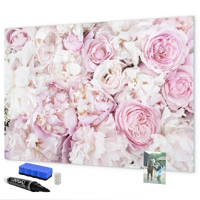 Pizarra borrable de cristal con imanes Tablero floral para notas y fotos